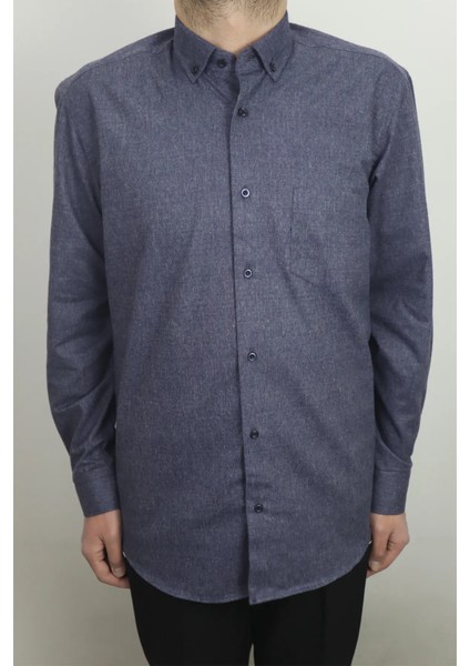 Fistan Store Erkek Düz Klasik Kesim Rahat Kalıp Tek Cepli Kışlık Kaşmir Gömlek