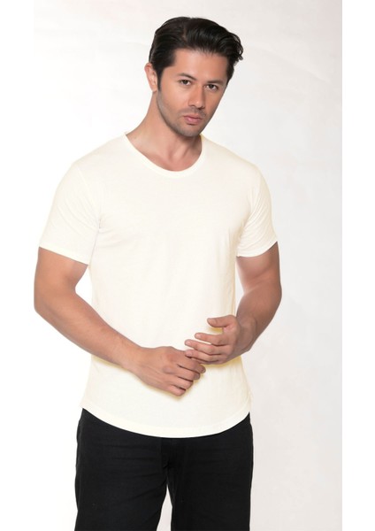 Erkek Geniş Yaka %100 Pamuk Salaş T-Shirt