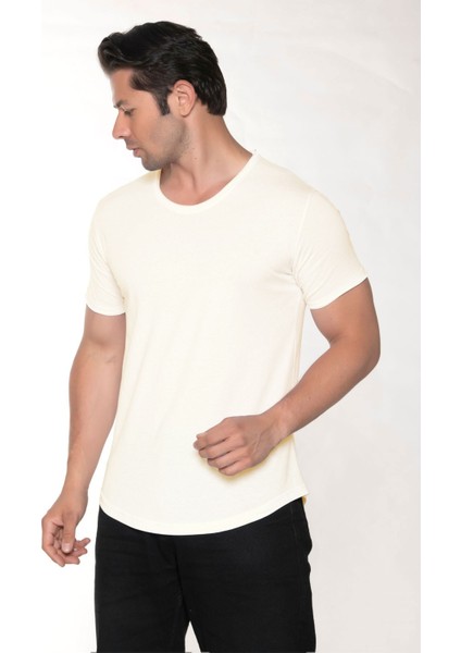 Erkek Geniş Yaka %100 Pamuk Salaş T-Shirt