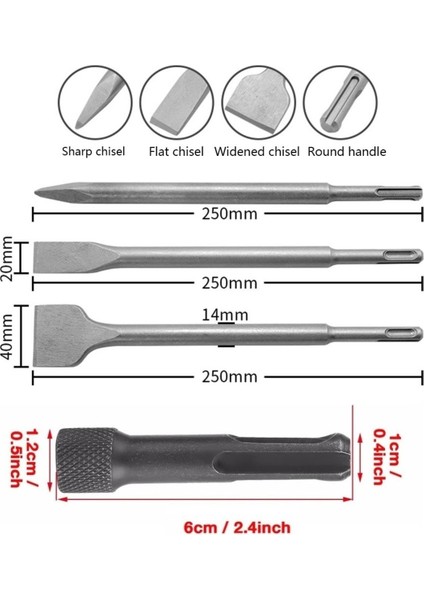 Kırıcı Matkap Için Sds Plus Matkap Uç Seti Murç Keski 1/4 Hex Vidalama Adaptörü 4 Parça