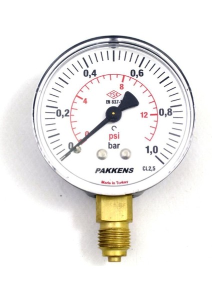 Çap 63 0/1 Bar Kuru Tip Basınç Ölçer, Manometre, Basınç Göstergesi 1/4''