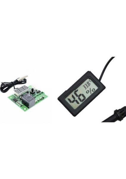 Digital Nem ve Isı Ölçer Problu ve 12 V Kuluçka Termostat