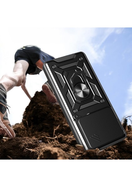 Xiaomi Redmi Note 14 ile Uyumlu Kılıf Sürgülü Siyah Panther Yüzüklü Silikon Orijinal (Xiaomi Redmi Note 14 ile Uyumlu, Sürgülü Siyah) modelleri