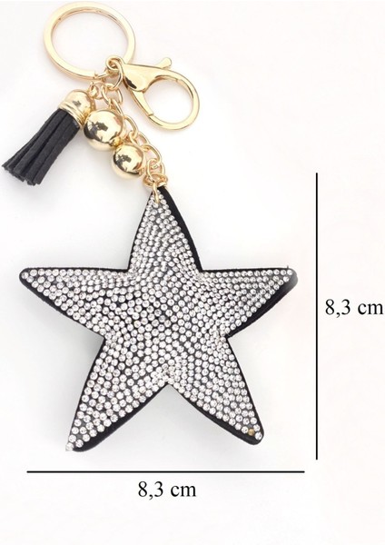 Gümüş Renk Taşlı Yıldız Anahtarlık ve Çanta Süsü fiyatları