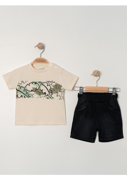 Bizio Erkek Bebek Şortlu Takım 9-24 Ay Bej