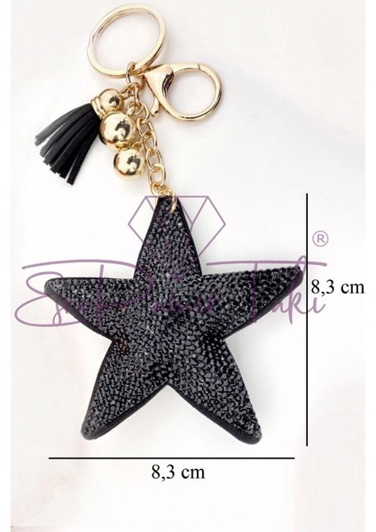 Siyah Taşlı Yıldız Anahtarlık ve Çanta Süsü fiyatları
