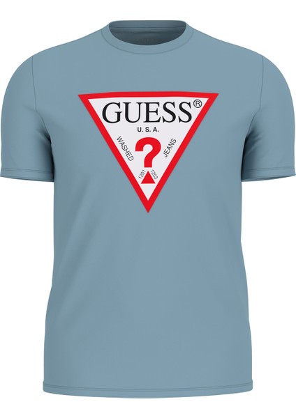 Bisiklet Yaka Desenli Mavi Erkek T-Shirt M2YI71I3Z14G7DV Cn Ss Orıgınal Log