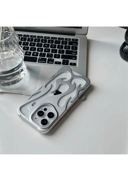 Apple iPhone 12 Pro Uyumlu Kılıf Zebana Flame Silikon Kılıf Gri modelleri