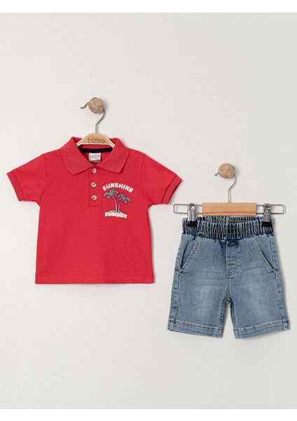 Erkek Bebek Şortlu Takım 9-24 Ay Kırmızı