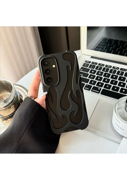 Samsung Galaxy A55 Uyumlu Kılıf Zebana Flame Silikon Kılıf Siyah
