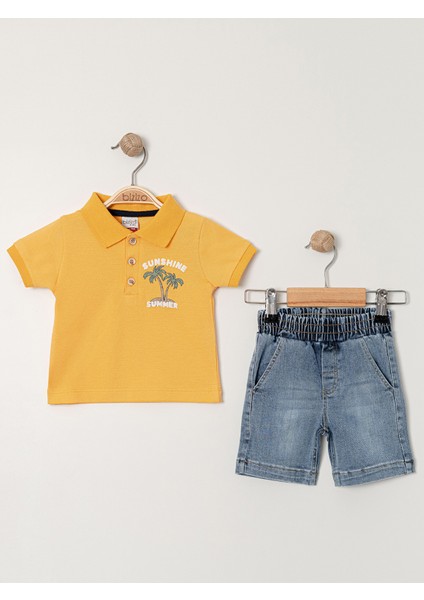 Erkek Bebek Şortlu Takım 9-24 Ay Hardal