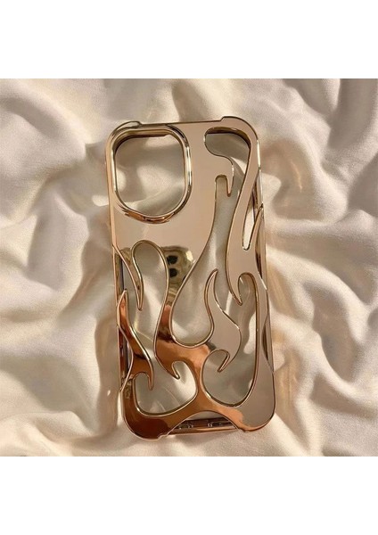 Apple iPhone 14 Pro Max Uyumlu Kılıf Zebana Flame Silikon Kılıf Gold modelleri