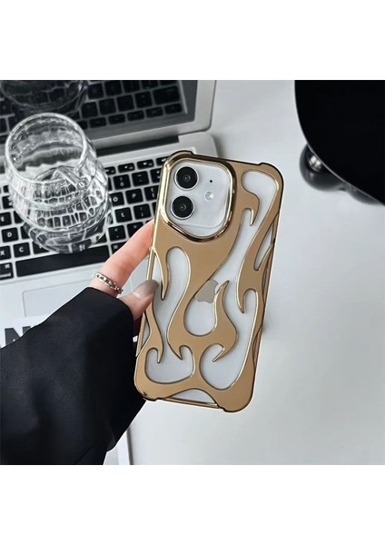 Apple iPhone 12 Uyumlu Kılıf Zebana Flame Silikon Kılıf Gold