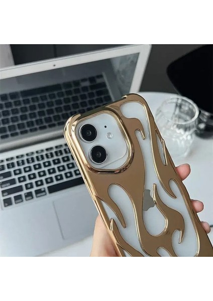 Apple iPhone 12 Uyumlu Kılıf Zebana Flame Silikon Kılıf Gold fiyatları