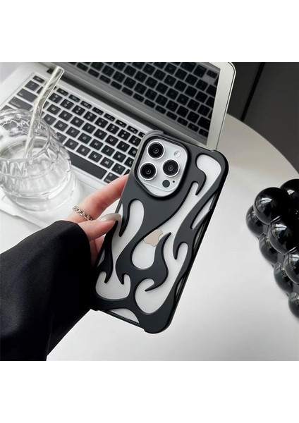 Apple iPhone 13 Pro Max Uyumlu Kılıf Zebana Flame Silikon Kılıf Siyah