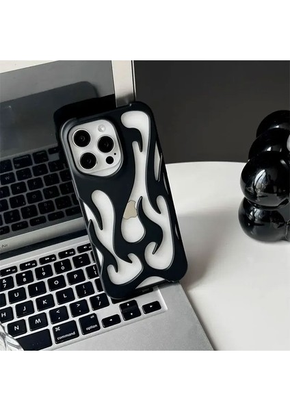 Apple iPhone 13 Pro Max Uyumlu Kılıf Zebana Flame Silikon Kılıf Siyah