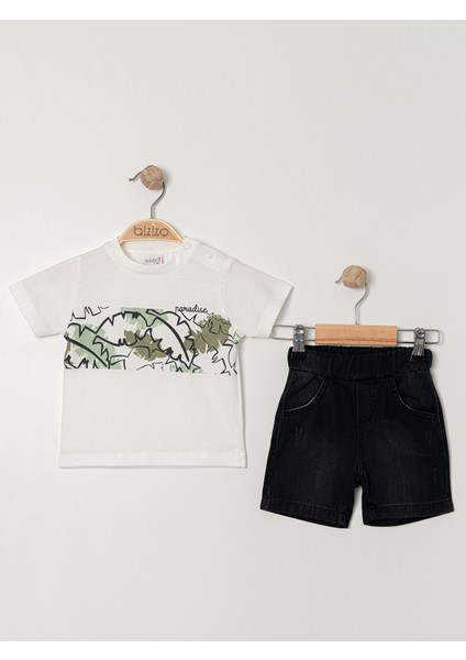 Bizio Erkek Bebek Şortlu Takım 9-24 Ay Ekru