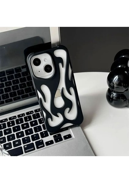 Apple iPhone 14 Plus Uyumlu Kılıf Zebana Flame Silikon Kılıf Siyah fiyatları