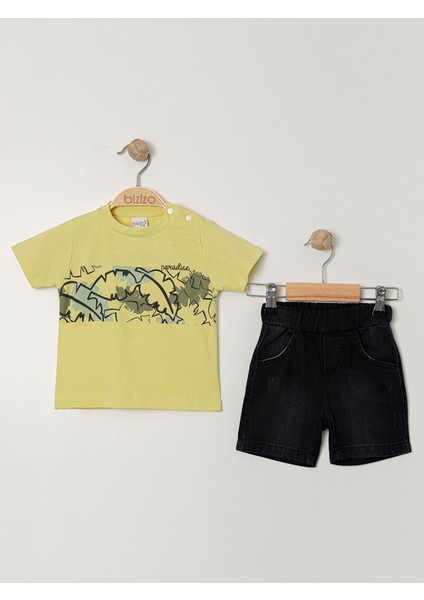 Bizio Erkek Bebek Şortlu Takım 9-24 Ay Sarı