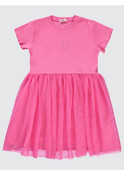 Kız Çocuk Elbise 6-9 Yaş Fuşya