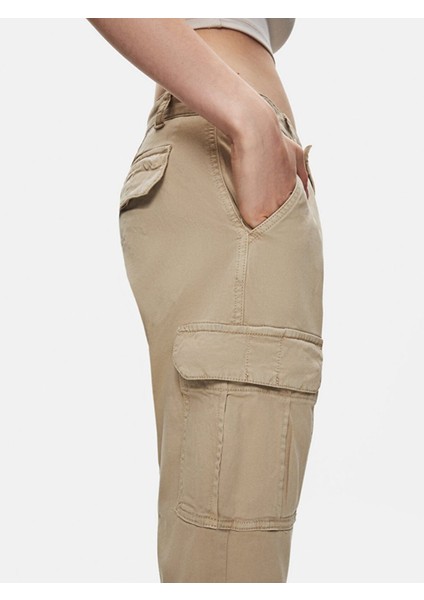 Erkek Gabardin Regular Kargo Bej Pantolon modelleri