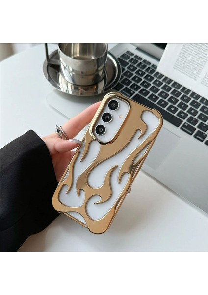 Samsung Galaxy A55 Uyumlu Kılıf Zebana Flame Silikon Kılıf Gold