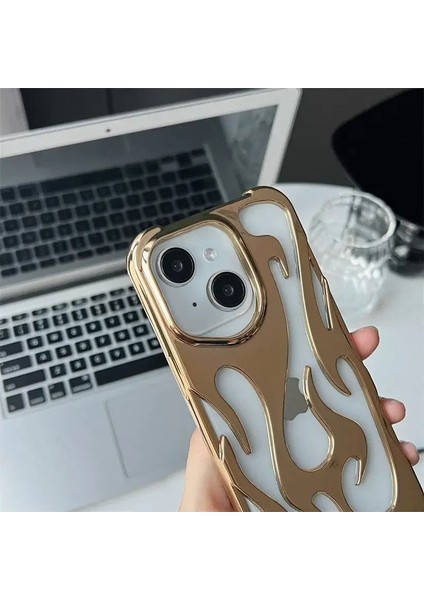 Apple iPhone 15 Uyumlu Kılıf Zebana Flame Silikon Kılıf Gold fiyatları