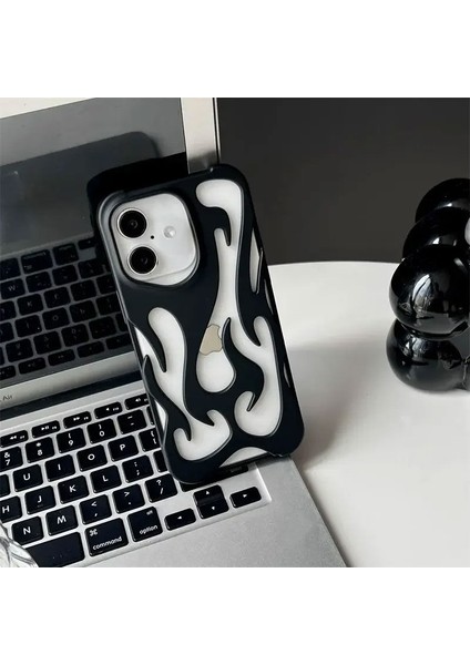 Apple iPhone 16 Uyumlu Kılıf Zebana Flame Silikon Kılıf Siyah fiyatları