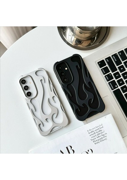 Samsung Galaxy A55 Uyumlu Kılıf Zebana Flame Silikon Kılıf Gri