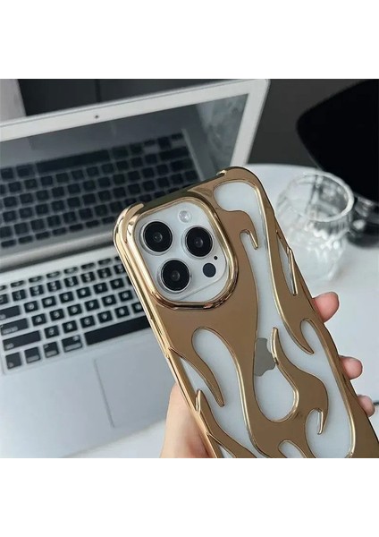 Apple iPhone 16 Pro Uyumlu Kılıf Zebana Flame Silikon Kılıf Gold fiyatları