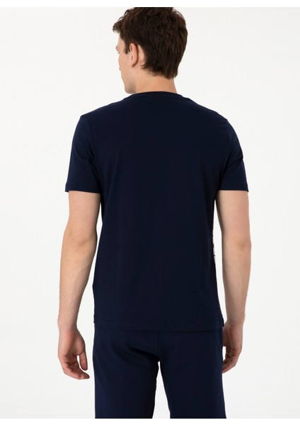 Bisiklet Yaka Lacivert Erkek T-Shirt S-Zenax