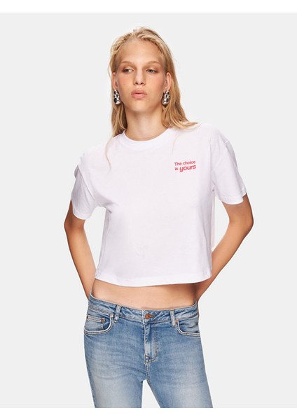 Kadın Crop Beyaz T-shırt indirimleri