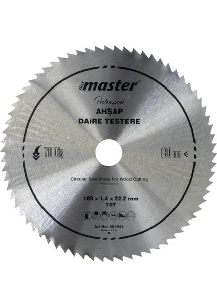 530941 Ahşap Daire Testere Bıçağı 180 mm 70 Diş (Elmassız)