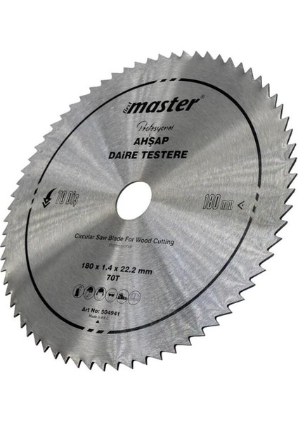 530941 Ahşap Daire Testere Bıçağı 180 mm 70 Diş (Elmassız)
