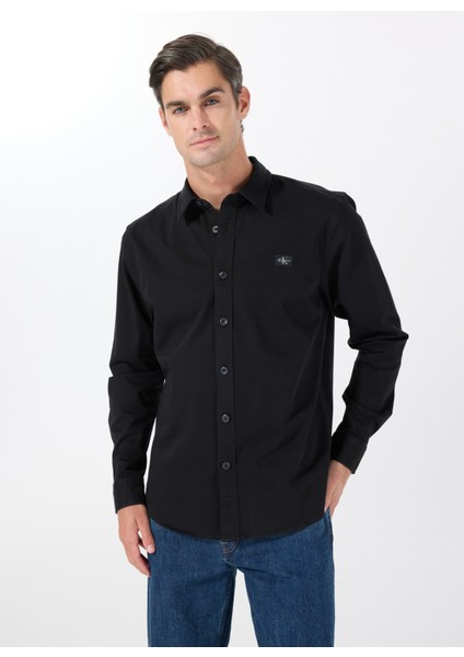 Siyah Erkek Gömlek J30J327585BEH Woven Label Cotton T
