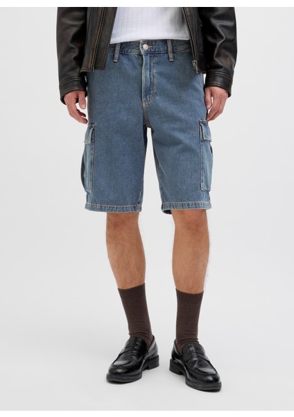 Denim Şort, L, Mavi