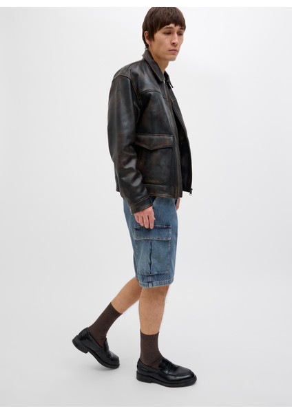 Denim Şort, L, Mavi