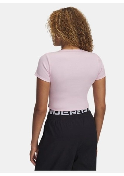 6000264-647 Ua Rival Rib Baby Tee Yuvarlak Yaka Fitted Pembe Kadın T-Shirt fiyatları
