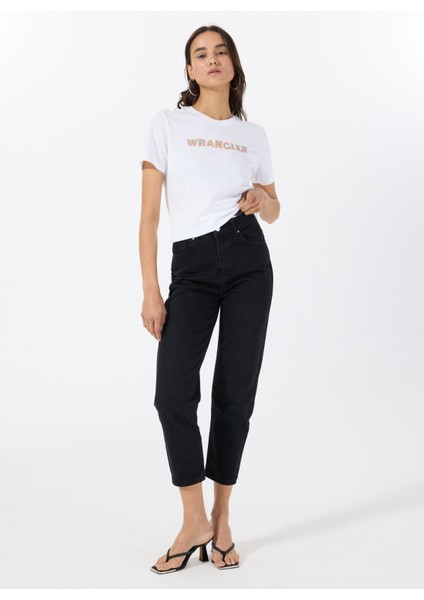 Bisiklet Yaka Ekru Kadın T-Shirt W2510176102-REGULAR Fit Big Logo T- fiyatları