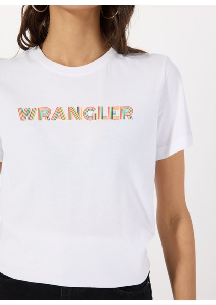 Bisiklet Yaka Ekru Kadın T-Shirt W2510176102-REGULAR Fit Big Logo T- fırsatları