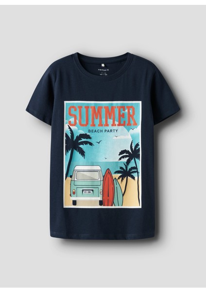 Baskılı Lacivert Erkek Çocuk T-Shirt 13239199