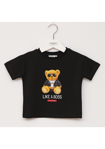 Erkek Çocuk O Yaka Kısa Kol Yazlık Tişört - (2 Yaş-7 Yaş) - 16572 - Siyah