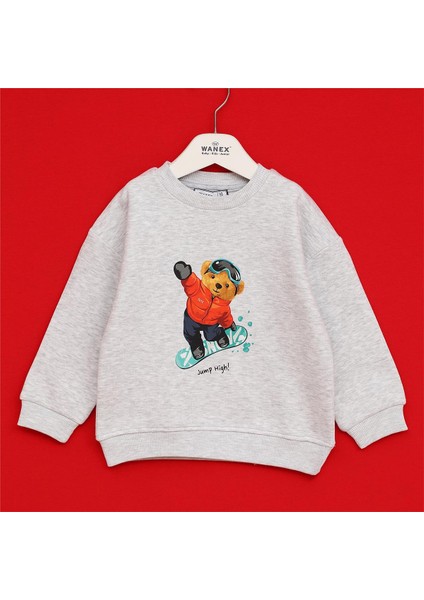 Erkek Çocuk O Yaka Uzun Kol Kalın Kışlık Tişört - (2 Yaş-7 Yaş) - 16653 - Melanj