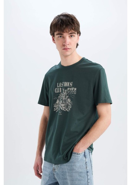 %100 Pamuk Regular Fit Bisiklet Yaka Baskılı Kısa Kollu Tişört E3788AX25SM modelleri