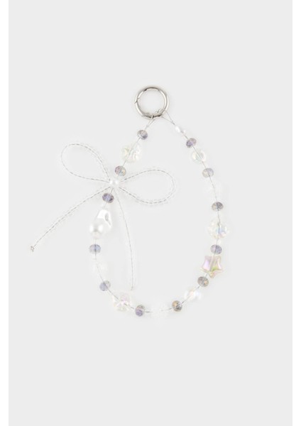 Kadın Fiyonklu Taşlı Charm Anahtarlık