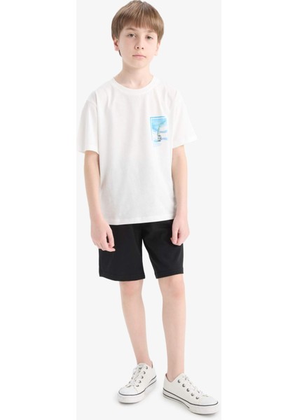 Erkek Çocuk Bisiklet Yaka Sırt Baskılı Kısa Kollu Tişört fiyatları