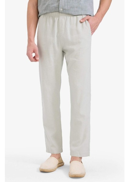 Relax Fit Rahat Kesim Dar Paça Keten Karışımlı Yazlık Pantolon C1140AX25SM