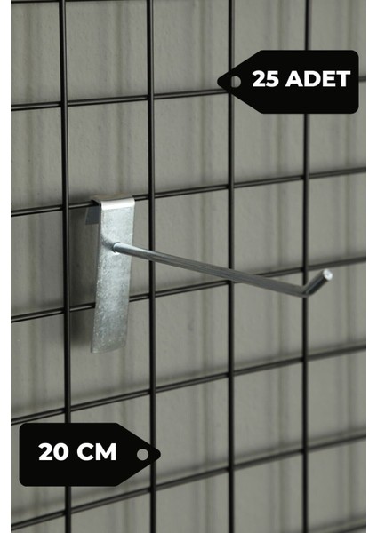 20 cm - 25 Adet Tel Pano Kancası Raf Askısı