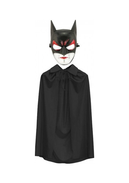 Fırsat Byr Batman Maskesi Catwoman ve Batman Pelerini Siyah Set Yeni