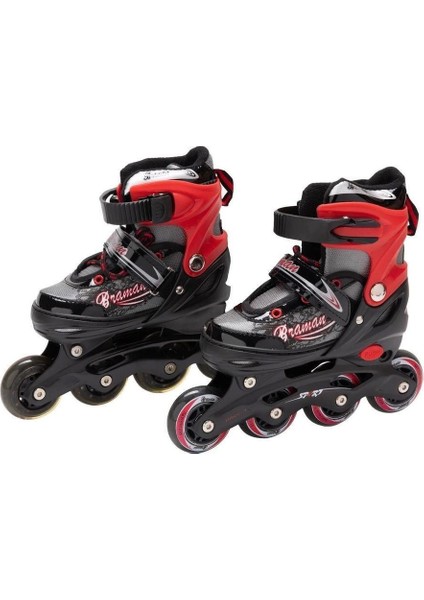 Unisex Çocuk Kırmızı Inline Super Paten 34-37